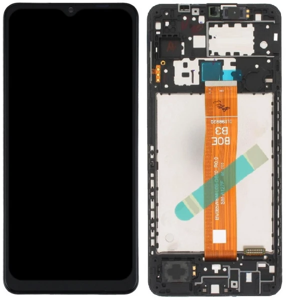 Дисплей Samsung Galaxy A12 A127 PLS LCD з тачскріном і рамкою Service Pack Black неофіційна збірка GH82-26486A GH82-26485A GH82-26925A