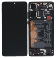 Дисплей Huawei P30 (ELE-AL00/ELE-L29/ELE-L09) з тачскріном і рамкою + АКБ сервісний оригінал Black