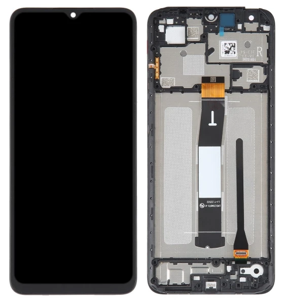 Дисплей Poco C55 / Redmi 11A / Redmi 12C з рамкою оригінал Service Pack Black