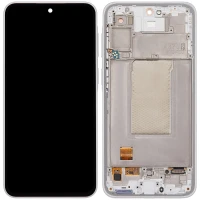 Дисплей Samsung A376 Galaxy A37 5G з тачскріном і рамкою оригінал Service Pack Awesome White
