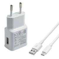Зарядний пристрій Samsung EP-TA200 15W + кабель USB/ Type-C оригінал Service Pack White (тех упаковка)