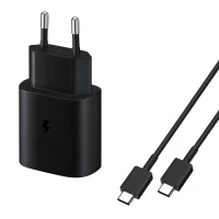 Зарядний пристрій Samsung EP-TA800 25W 3A + кабель Type-C/ Type-C оригінал Service Pack Black (тех упаковка)